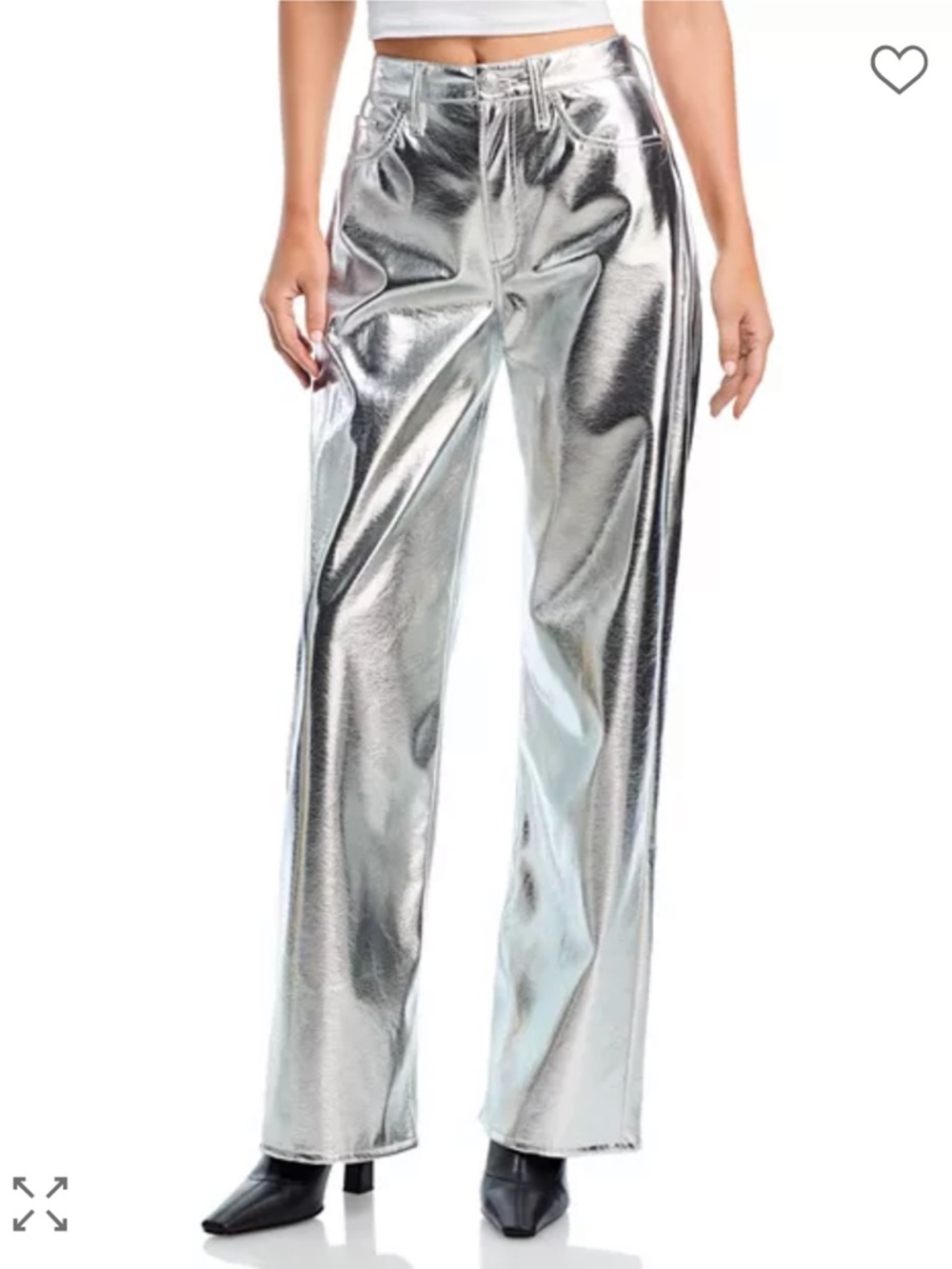 Rag and bone logan faux leather wide leg jeans in silver